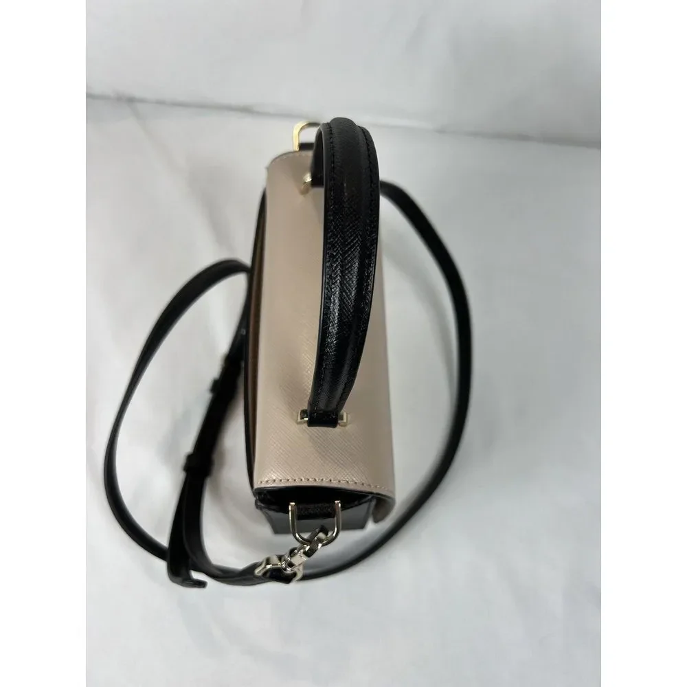 Kate Spade New York STACI SQUARE CROSSBODY EUC Warm‎ Beige Black Ivory